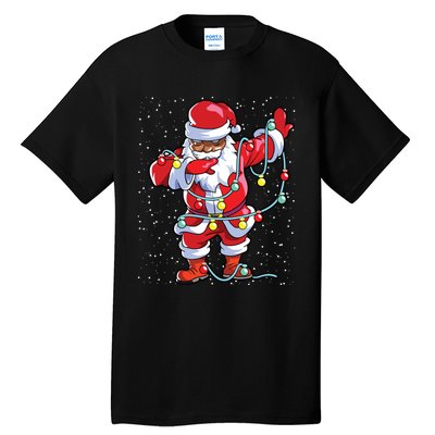 Santa Claus Black Christmas Afro African American Xmas Tall T-Shirt