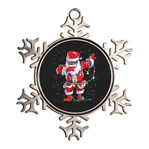 Santa Claus Black Christmas Afro African American Xmas Metallic Star Ornament