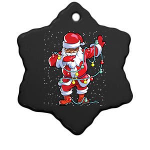 Santa Claus Black Christmas Afro African American Xmas Ceramic Star Ornament