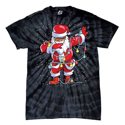 Santa Claus Black Christmas Afro African American Xmas Tie-Dye T-Shirt