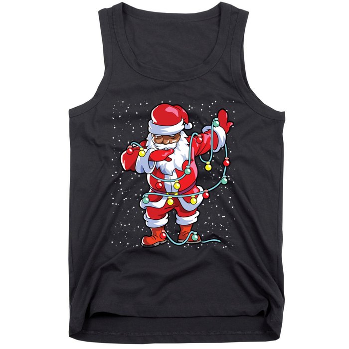 Santa Claus Black Christmas Afro African American Xmas Tank Top