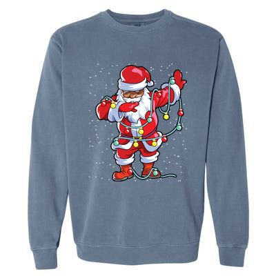 Santa Claus Black Christmas Afro African American Xmas Garment-Dyed Sweatshirt