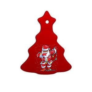 Santa Claus Black Christmas Afro African American Xmas Ceramic Tree Ornament