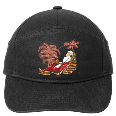 Santa Claus Beach Cocktail Christmas 7-Panel Snapback Hat