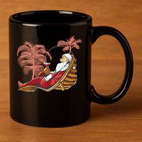 Santa Claus Beach Cocktail Christmas 11oz C Handle Ceramic Mug