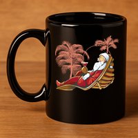 Santa Claus Beach Cocktail Christmas 11oz C Handle Ceramic Mug