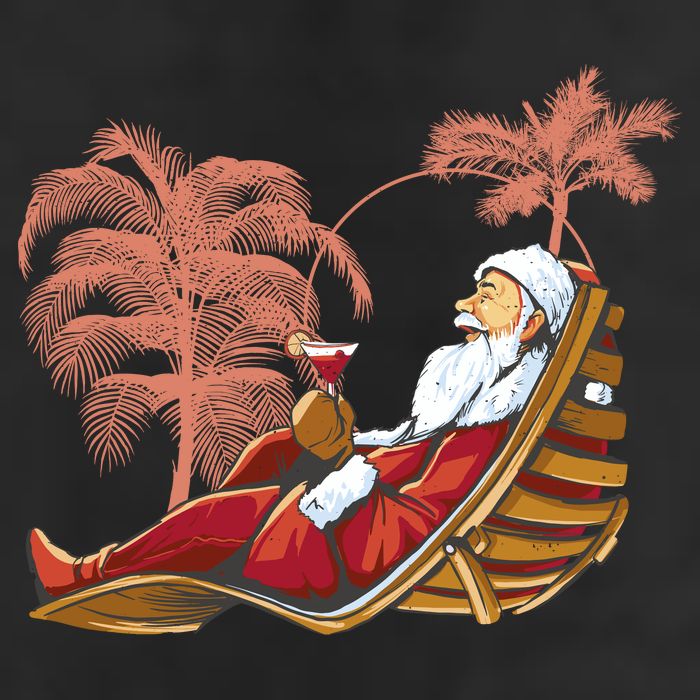 Santa Claus Beach Cocktail Christmas 11oz C Handle Ceramic Mug