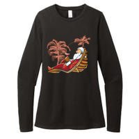 Santa Claus Beach Cocktail Christmas Womens CVC Long Sleeve Shirt