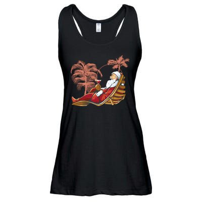 Santa Claus Beach Cocktail Christmas Ladies Essential Flowy Tank