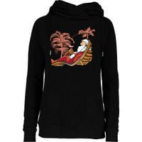 Santa Claus Beach Cocktail Christmas Womens Funnel Neck Pullover Hood