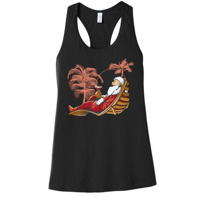 Santa Claus Beach Cocktail Christmas Women's Racerback Tank