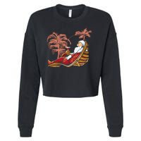 Santa Claus Beach Cocktail Christmas Cropped Pullover Crew