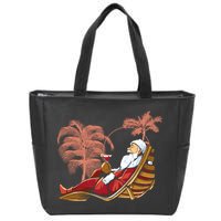 Santa Claus Beach Cocktail Christmas Zip Tote Bag
