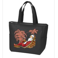 Santa Claus Beach Cocktail Christmas Zip Tote Bag