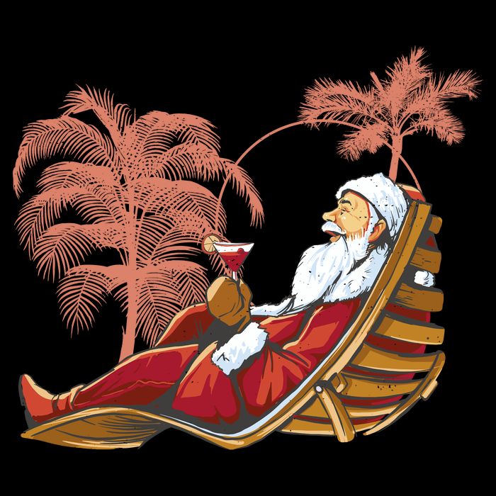 Santa Claus Beach Cocktail Christmas Zip Tote Bag