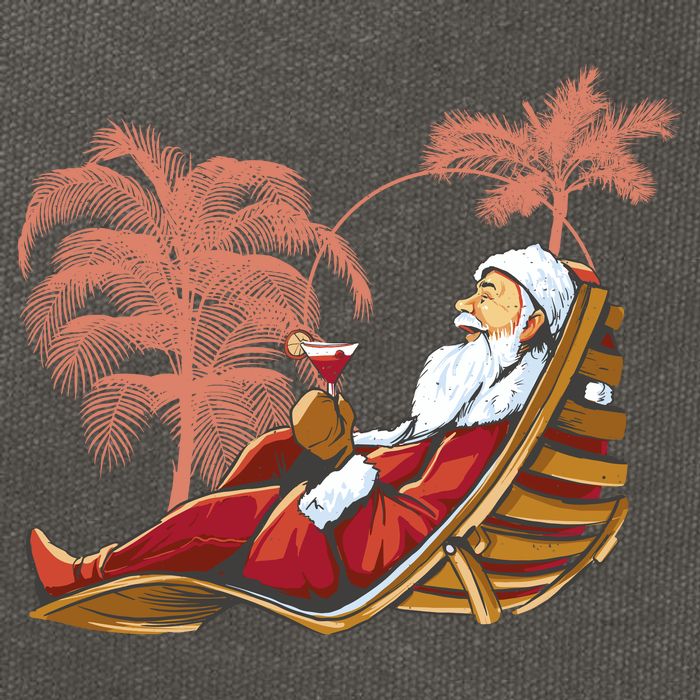 Santa Claus Beach Cocktail Christmas Cotton Canvas Backpack