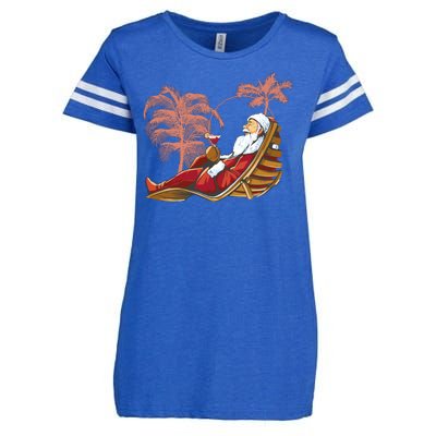 Santa Claus Beach Cocktail Christmas Enza Ladies Jersey Football T-Shirt