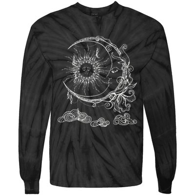 Space Celestial Bodies Sun Moon Boho Luna Solar Astronomy Tie-Dye Long Sleeve Shirt