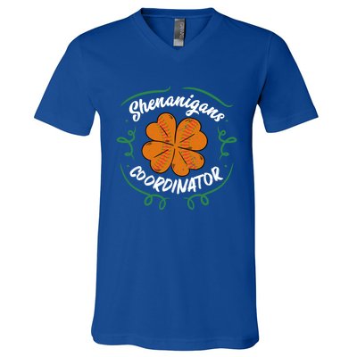 Shenanigans Coordinator Basketball Shamrock St Patricks Day Gift V-Neck T-Shirt