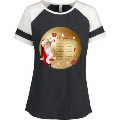 SantaS Christmas Bucket List Ornat Meaningful Gift Enza Ladies Jersey Colorblock Tee