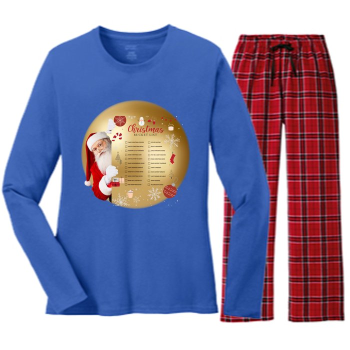 SantaS Christmas Bucket List Ornat Meaningful Gift Women's Long Sleeve Flannel Pajama Set 