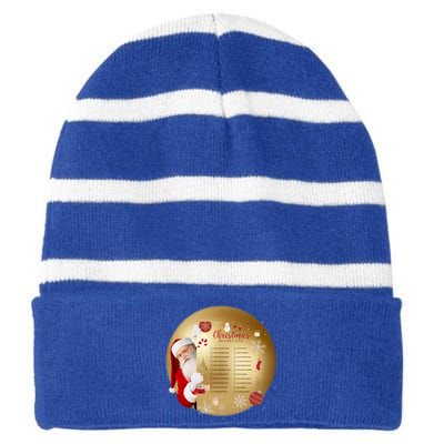 SantaS Christmas Bucket List Ornat Meaningful Gift Striped Beanie with Solid Band