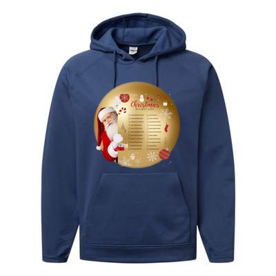 SantaS Christmas Bucket List Ornat Meaningful Gift Performance Fleece Hoodie