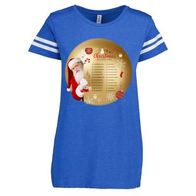 SantaS Christmas Bucket List Ornat Meaningful Gift Enza Ladies Jersey Football T-Shirt