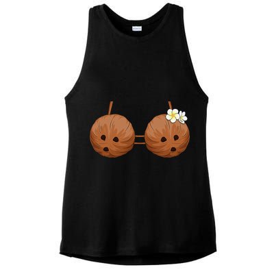 Summer Coconut Bra Halloween Hawaii Ladies PosiCharge Tri-Blend Wicking Tank