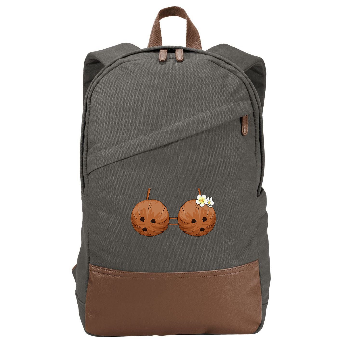 Summer Coconut Bra Halloween Hawaii Cotton Canvas Backpack