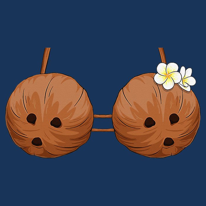 Summer Coconut Bra Halloween Hawaii Button