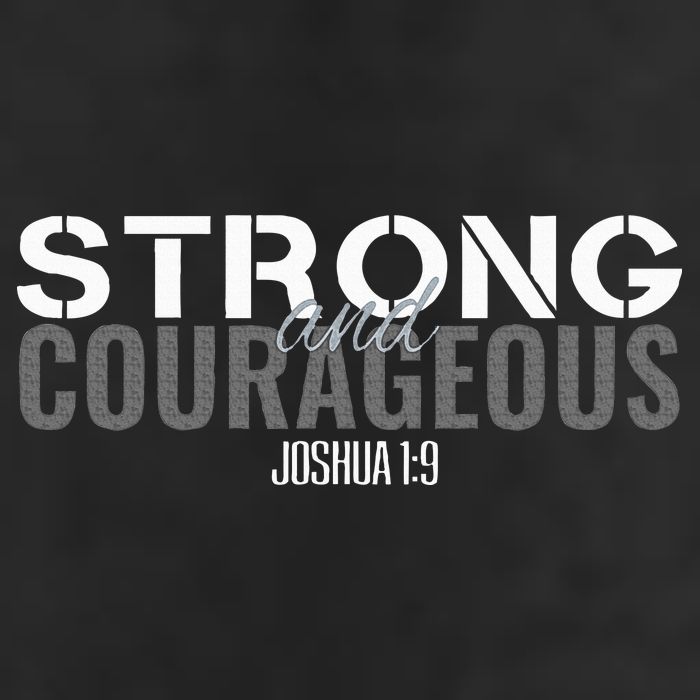 Strong & Courageous Bible Verse Christian 7 Panel Mesh Trucker Snapback Hat