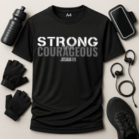 Strong & Courageous Bible Verse Christian Cooling Performance Crew T-Shirt