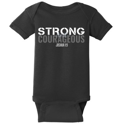 Strong & Courageous Bible Verse Christian Baby Bodysuit