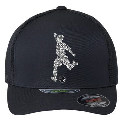Soccer Player Ball Shadow Word Mashup Flexfit Unipanel Trucker Cap