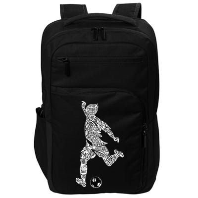 Soccer Player Ball Shadow Word Mashup Impact Tech Backpack