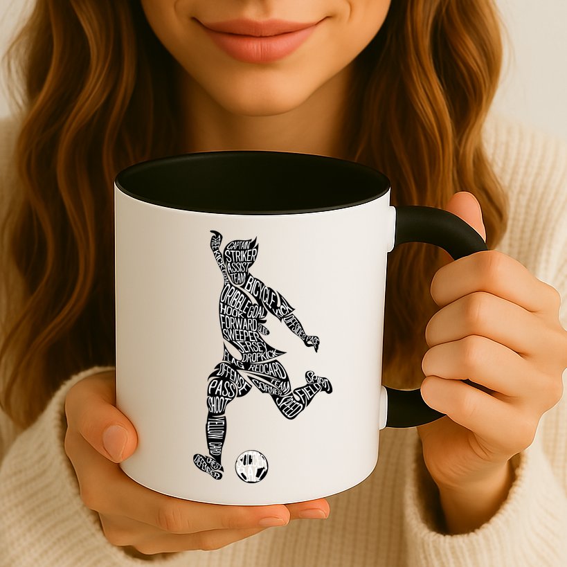 Soccer Player Ball Shadow Word Mashup Mug
