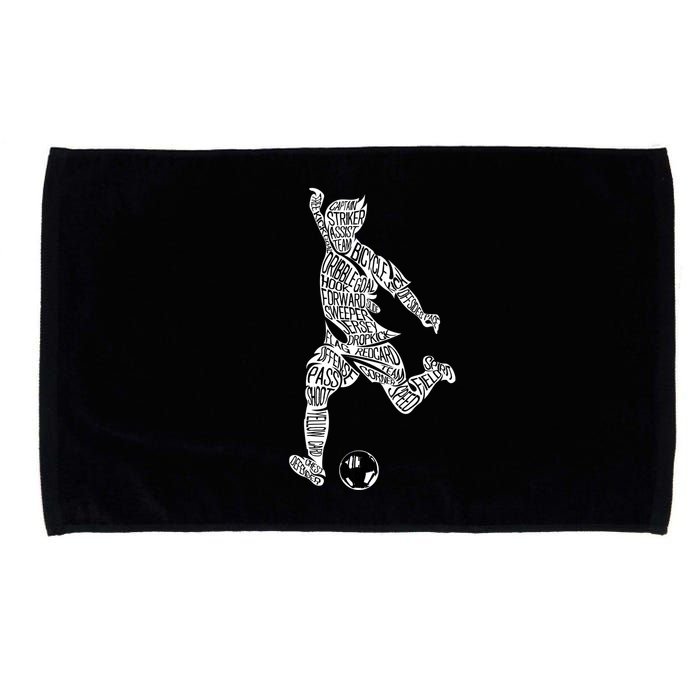 Soccer Player Ball Shadow Word Mashup Microfiber Hand Towel