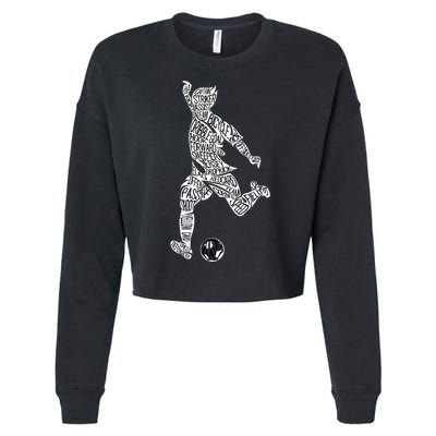 Soccer Player Ball Shadow Word Mashup Cropped Pullover Crew