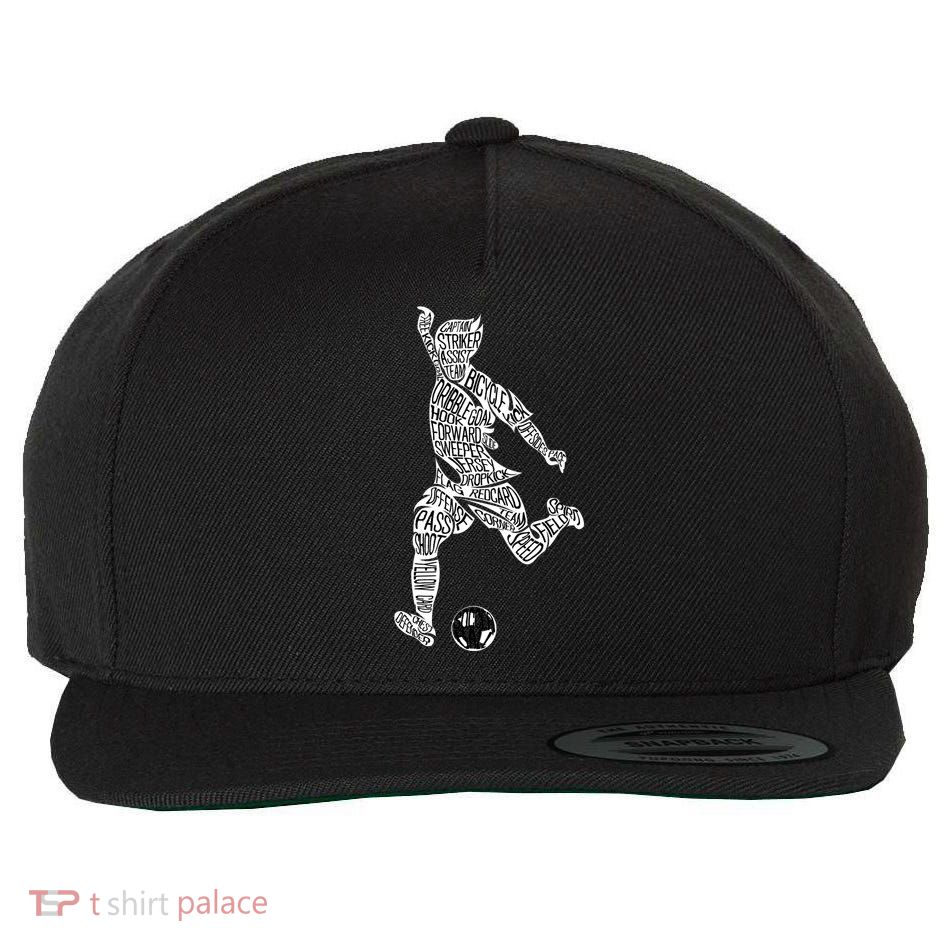 Soccer Player Ball Shadow Word Mashup Wool Snapback Cap