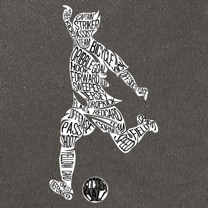 Soccer Player Ball Shadow Word Mashup Cotton Canvas Backpack