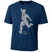 Soccer Player Ball Shadow Word Mashup Cooling Performance Crew T-Shirt