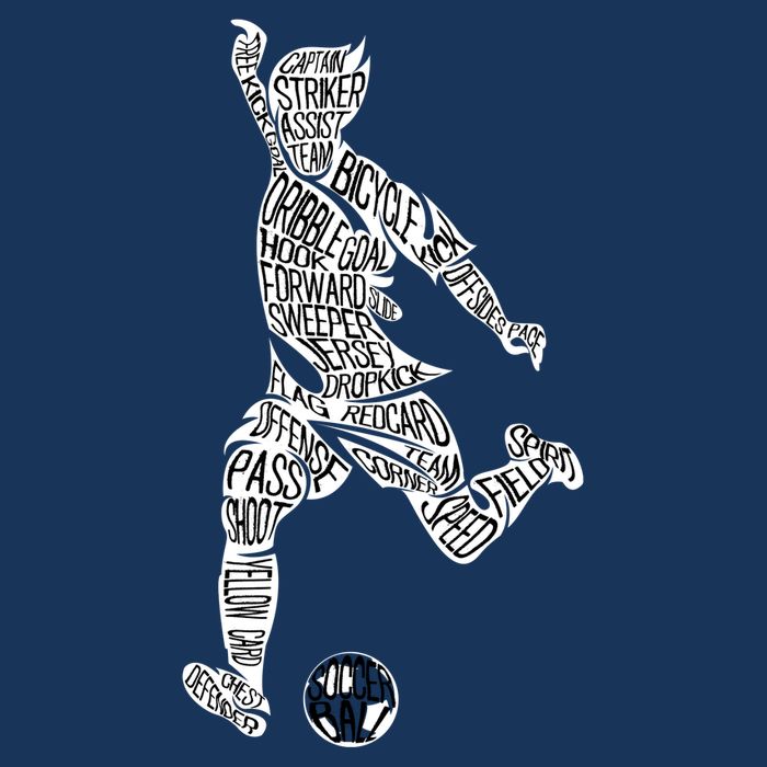 Soccer Player Ball Shadow Word Mashup Cooling Performance Crew T-Shirt