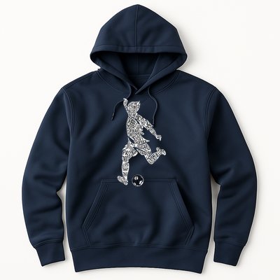 Soccer Player Ball Shadow Word Mashup Hoodie