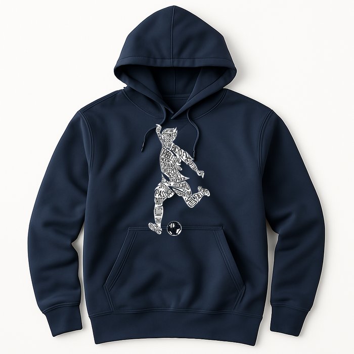 Soccer Player Ball Shadow Word Mashup Hoodie