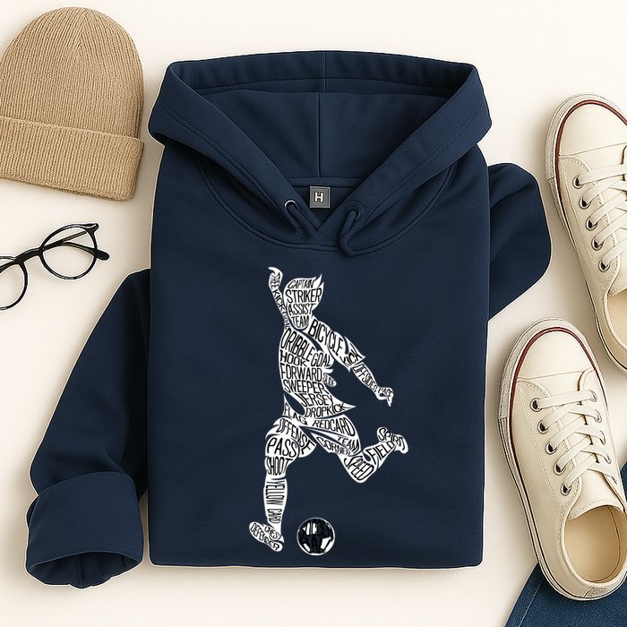 Soccer Player Ball Shadow Word Mashup Hoodie
