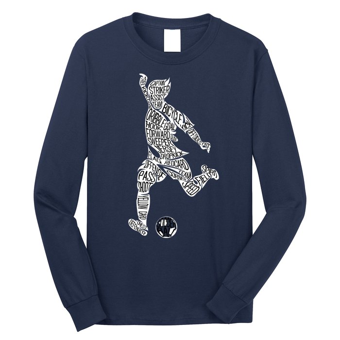 Soccer Player Ball Shadow Word Mashup Long Sleeve Shirt