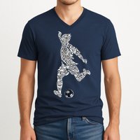 Soccer Player Ball Shadow Word Mashup V-Neck T-Shirt