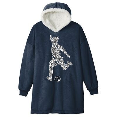Soccer Player Ball Shadow Word Mashup Hooded Wearable Blanket
