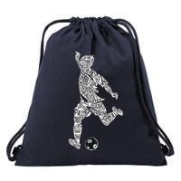 Soccer Player Ball Shadow Word Mashup Drawstring Bag